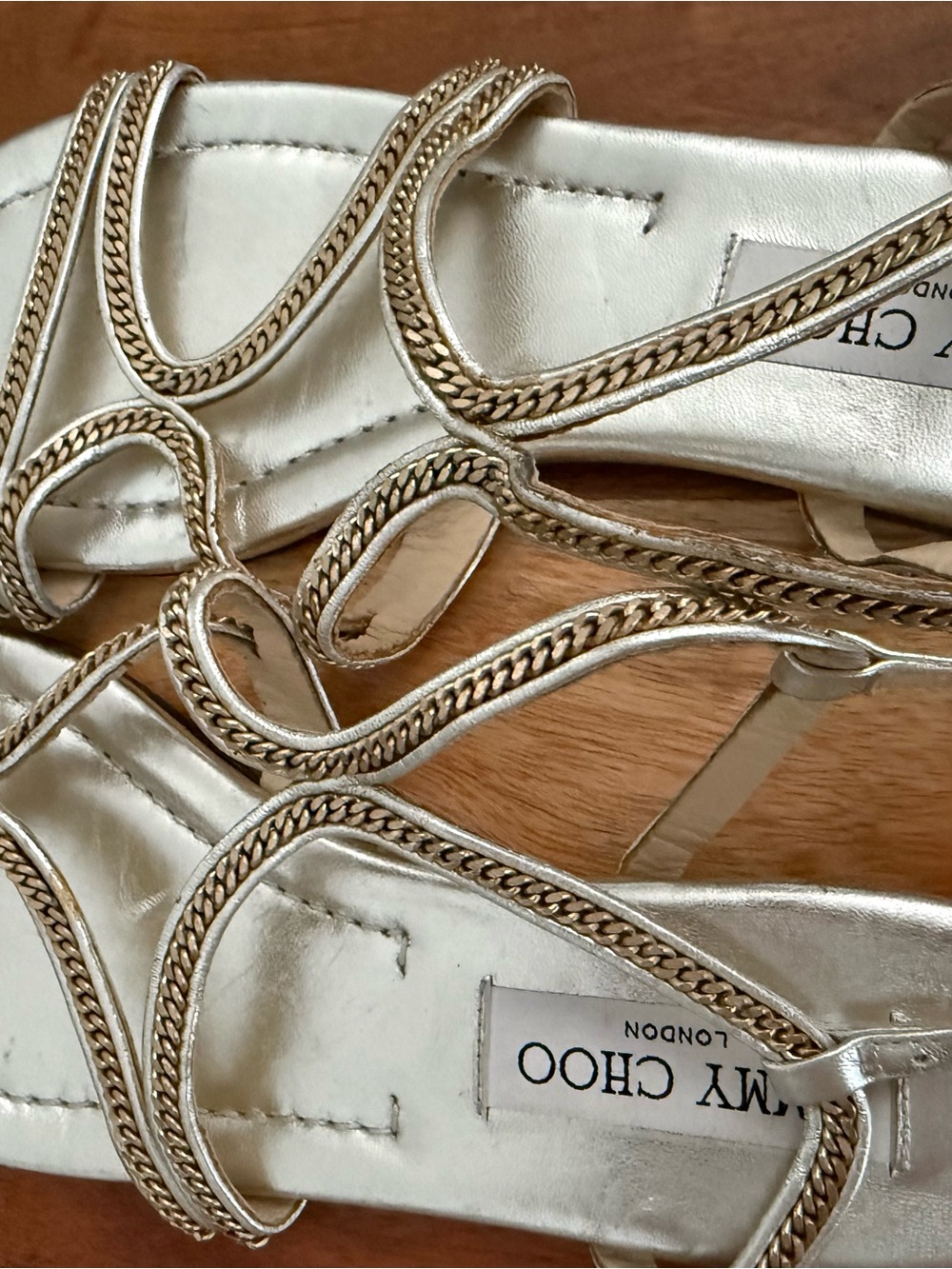 Jimmy Choo Gold Braided Metallic Strappy Sandals